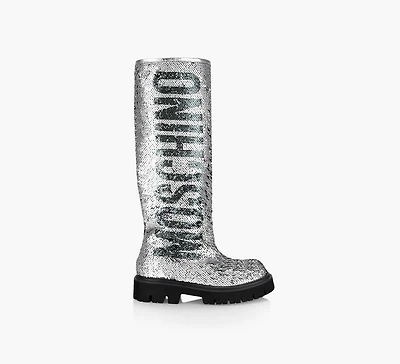 KNEE HIGH SEQUIN LOGO BOOT