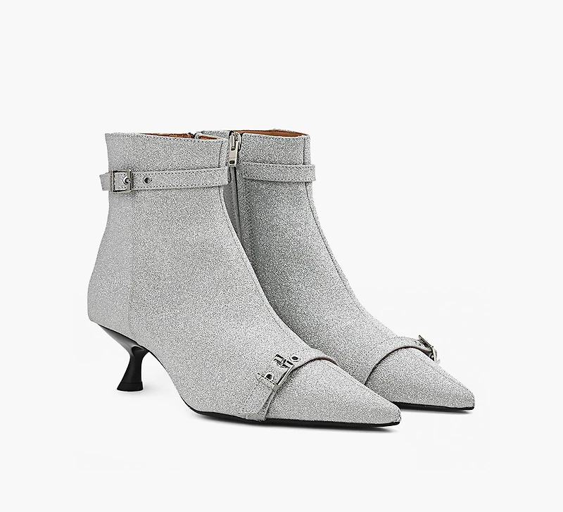 KITTEN HEEL BOOT SATIN