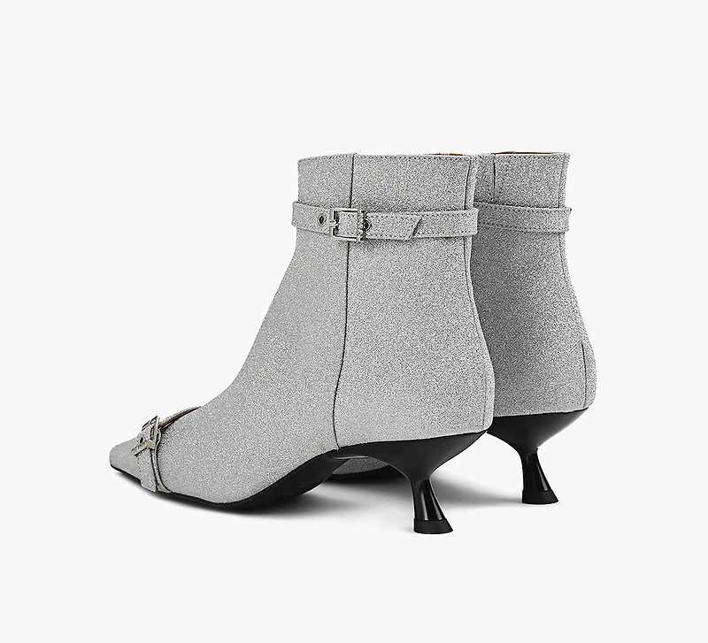 KITTEN HEEL BOOT SATIN