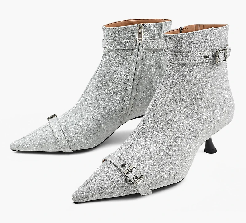 KITTEN HEEL BOOT SATIN