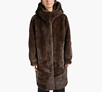 FAUX FUR COAT W/HOOD