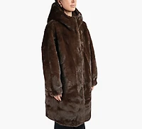 FAUX FUR COAT W/HOOD