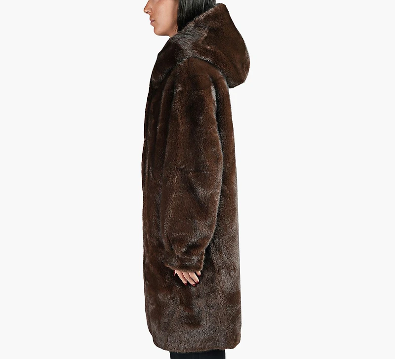 FAUX FUR COAT W/HOOD
