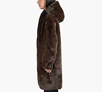 FAUX FUR COAT W/HOOD