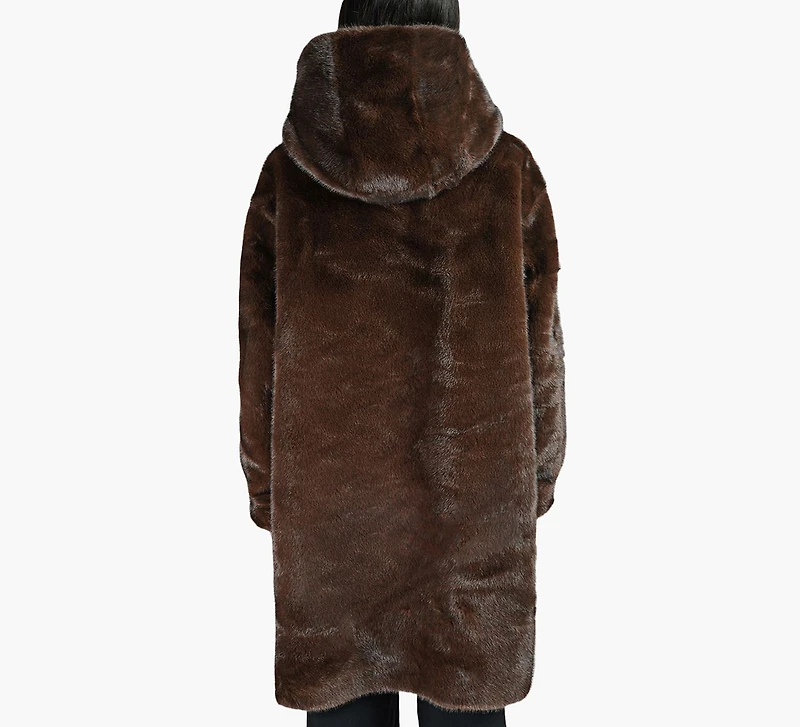 FAUX FUR COAT W/HOOD