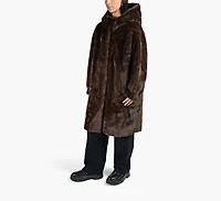 FAUX FUR COAT W/HOOD