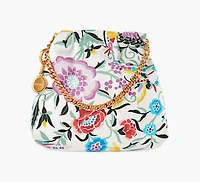 DRAWSTRING POUCH CHAIN CANVAS FLORAL