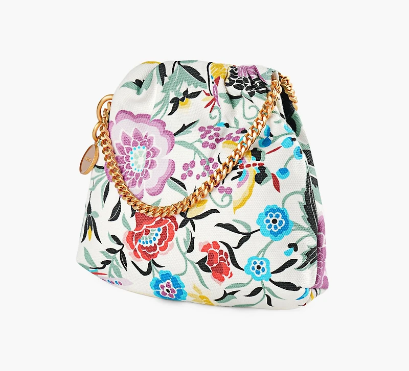 DRAWSTRING POUCH CHAIN CANVAS FLORAL