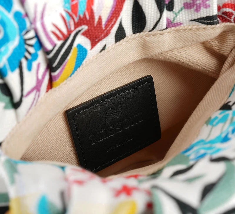 DRAWSTRING POUCH CHAIN CANVAS FLORAL