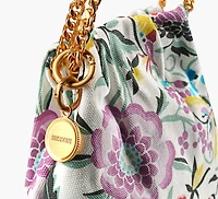 DRAWSTRING POUCH CHAIN CANVAS FLORAL