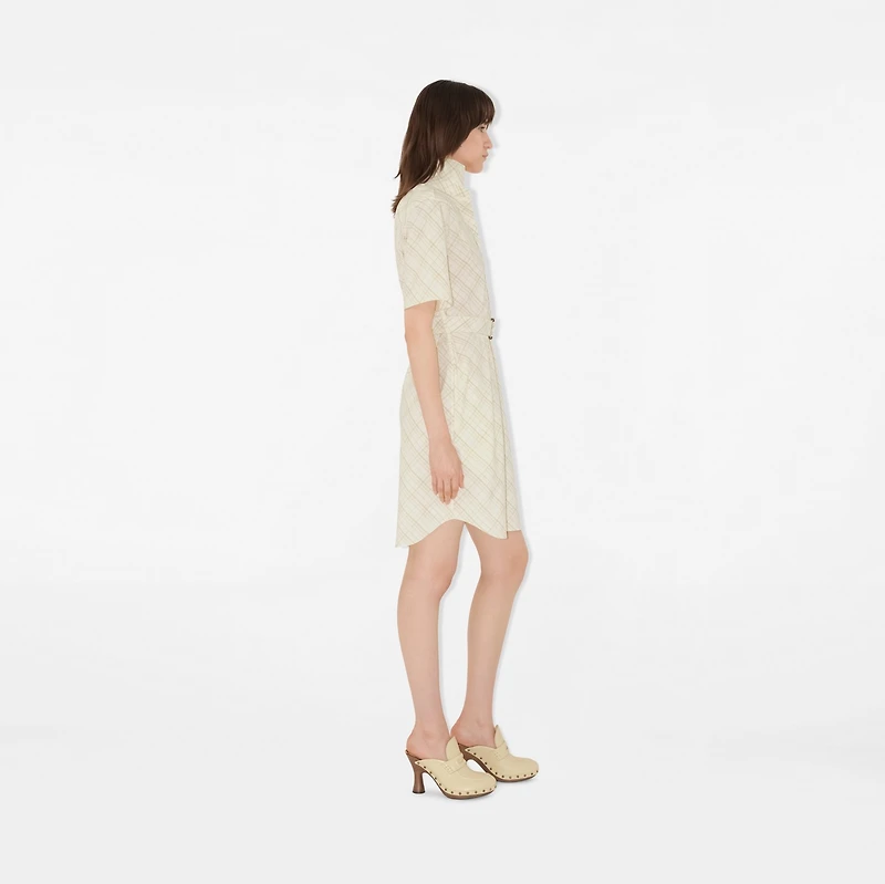 Check Cotton Shirt Dress in Magnolia - Women | Burberry® Official