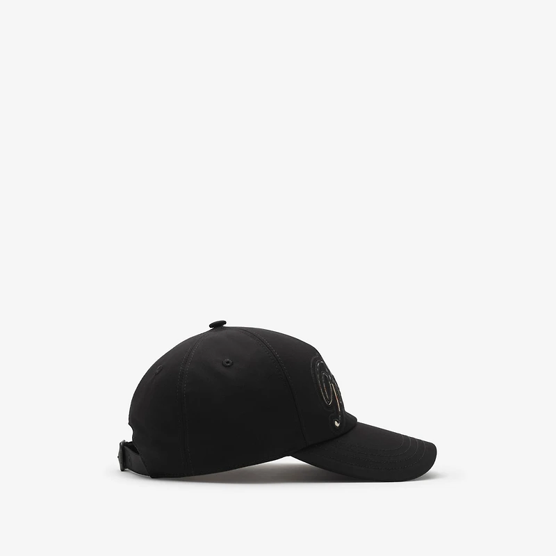 Check Cursive Logo Gabardine Baseball Cap in Black - Men | Burberry® Official