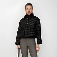 Cropped Quilted Nylon Floriston Jacket in Black - Women | Burberry® Official