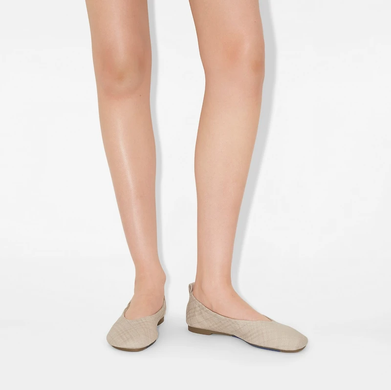 Check Denim Baby Ballerinas​ in Gull - Women, Cotton | Burberry® Official