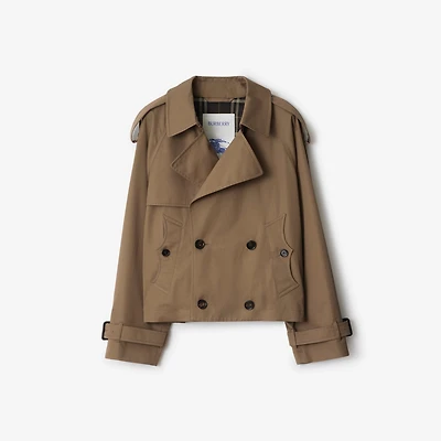 Cropped Gabardine Trench Jacket in Clay brown - Men | Burberry® Official