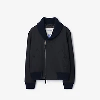 Wool Blend Bomber Jacket in Navy - Men, Nylon | Burberry® Official