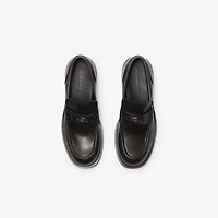 Leather Rogue Loafers in Log - Men | Burberry® Official