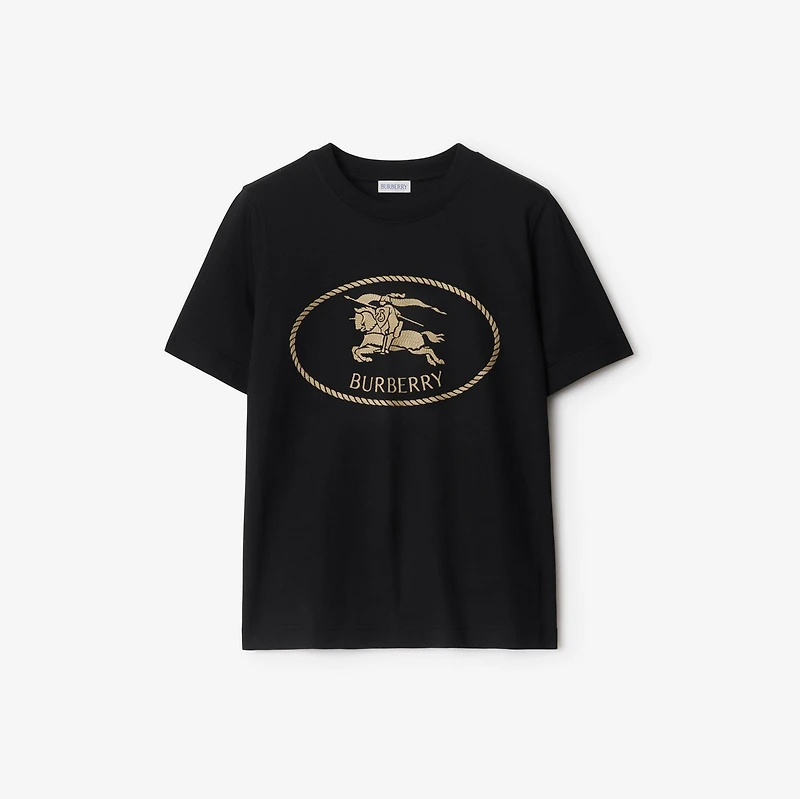 Knight Stamp Cotton T-shirt in Black - Women | Burberry® Official