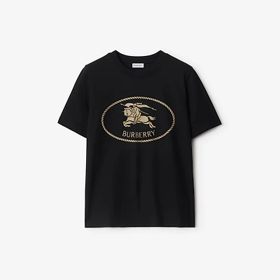 Knight Stamp Cotton T-shirt in Black - Women | Burberry® Official