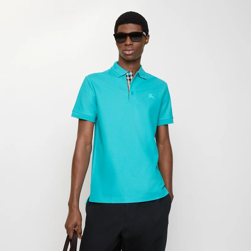 Cotton Polo Shirt in Atom blue - Men | Burberry® Official