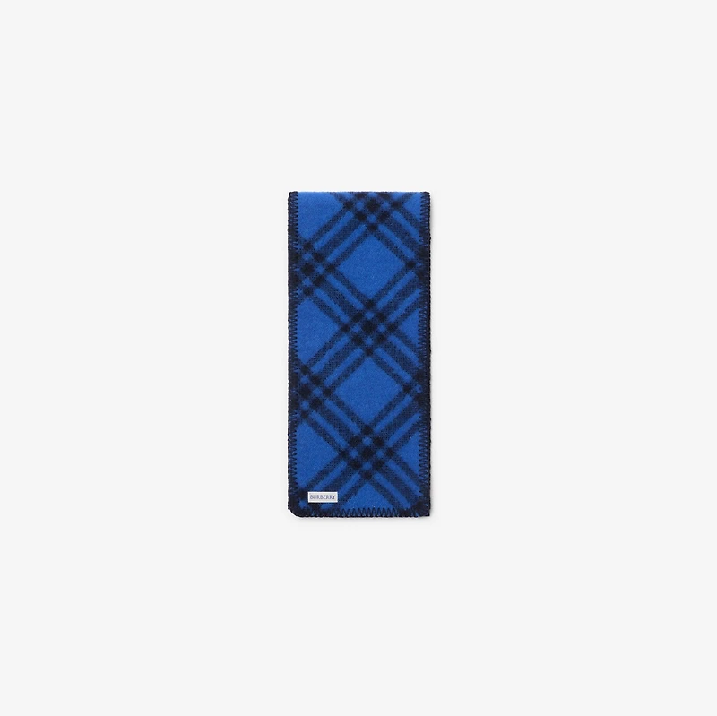 Narrow Check Wool Scarf in Ink blue | Burberry® Official