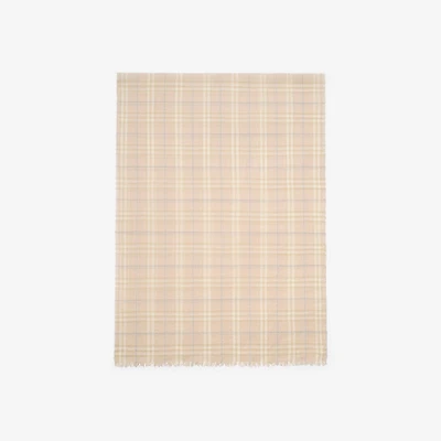Wide Check Wool Silk Blend Scarf in Sesame beige | Burberry® Official