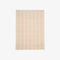 Wide Check Wool Silk Blend Scarf in Sesame beige | Burberry® Official