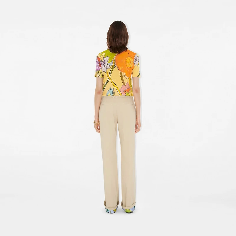 Highgrove Turn-up Cotton Trousers in Nutmeg - Women | Burberry® Official