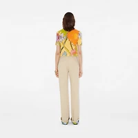 Highgrove Turn-up Cotton Trousers in Nutmeg - Women | Burberry® Official