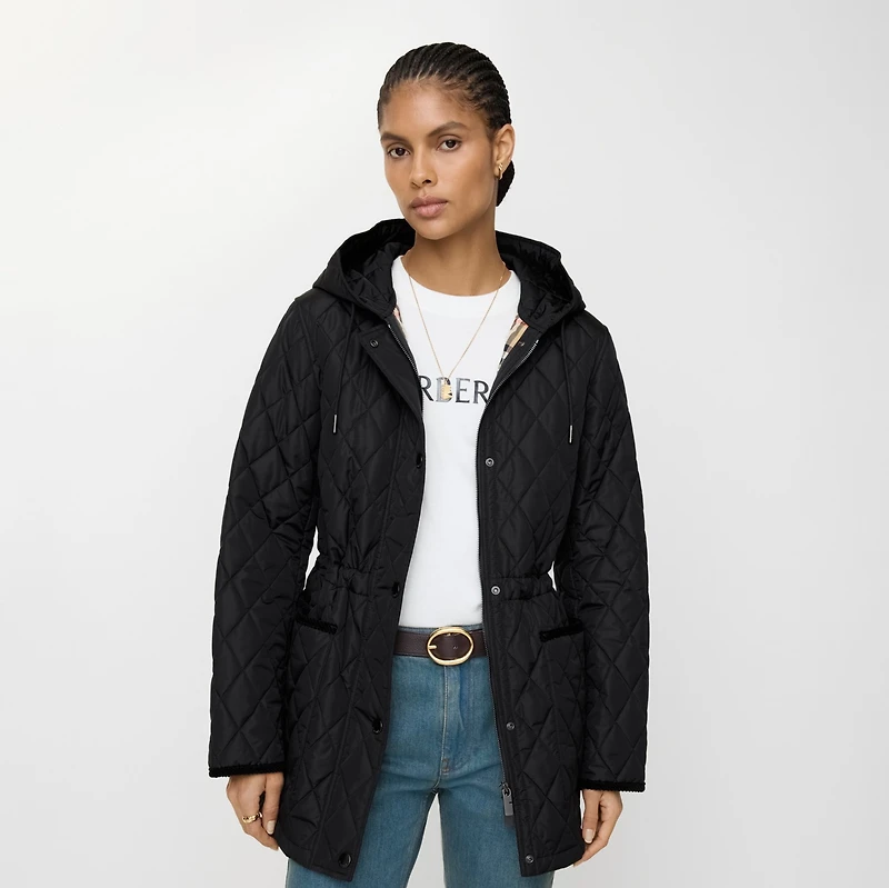 Quilted Nylon Parka in Black/sand - Women | Burberry® Official