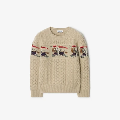 EKD Aran Knit Wool Cashmere Sweater in Beige melange | Burberry® Official