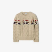 EKD Aran Knit Wool Cashmere Sweater in Beige melange | Burberry® Official