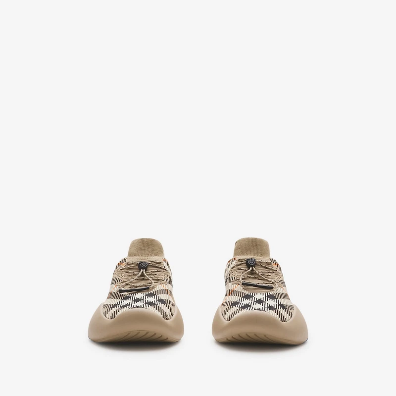 Check Knit Neptune Sneakers in Sand - Women | Burberry® Official