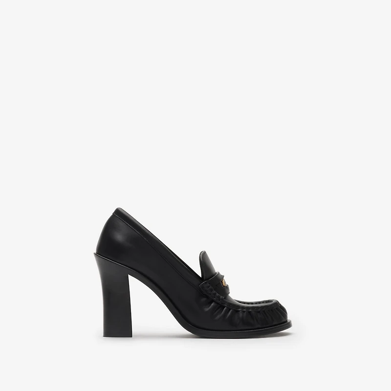 Leather Cadet Heeled Loafers in Black - Women | Burberry® Official