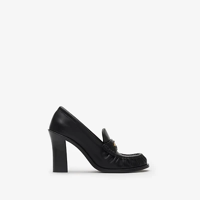 Leather Cadet Heeled Loafers in Black - Women | Burberry® Official