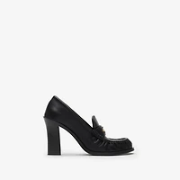 Leather Cadet Heeled Loafers in Black - Women | Burberry® Official