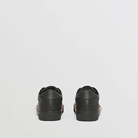 Stripe Detail Leather Sneakers in Black - Men | Burberry® Official
