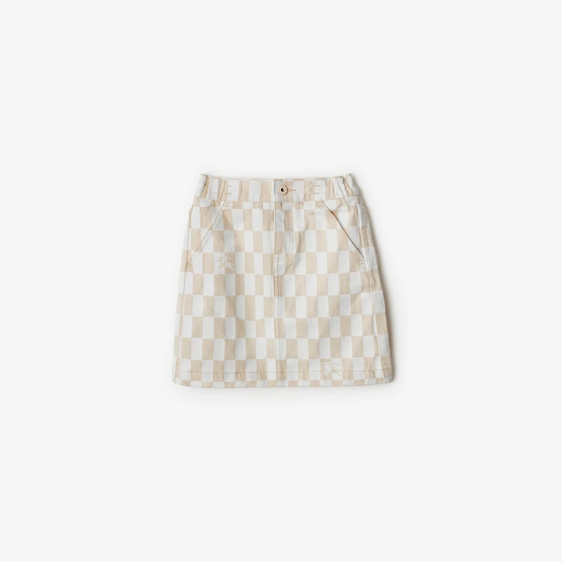 Checkerboard Denim Skirt in Calico | Burberry® Official