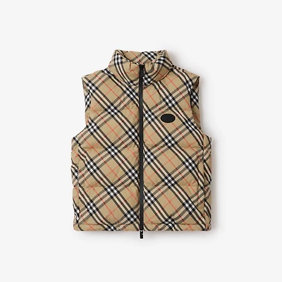Check Puffer Gilet in Sand beige - Women | Burberry® Official