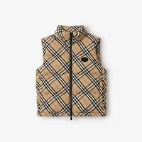 Check Puffer Gilet in Sand beige - Women | Burberry® Official
