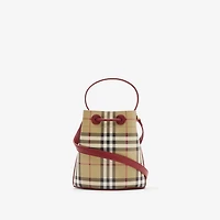 Mini Check Bucket Bag in Archive beige/ruby red - Women | Burberry® Official
