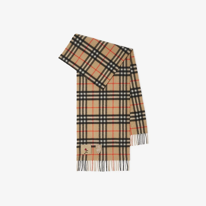 Badge Check Cashmere Scarf in Sand | Burberry® Official