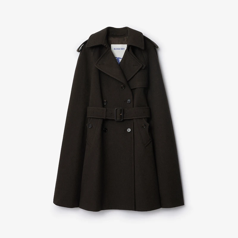 Cashmere Belmont Trench Cape in Cog brown melange - Women | Burberry® Official