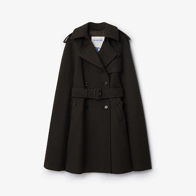 Cashmere Belmont Trench Cape in Cog brown melange - Women | Burberry® Official