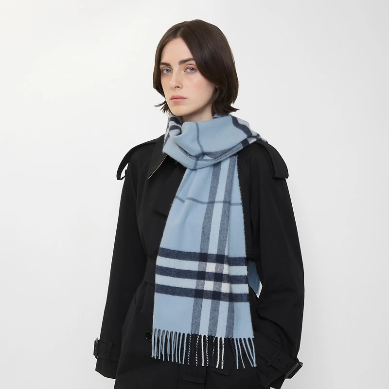 Check Cashmere Scarf in Bank | Burberry® Official