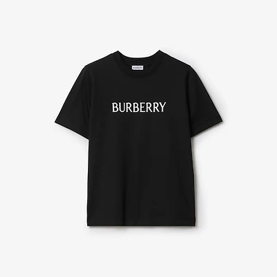 Logo Cotton T-shirt in Black - Women | Burberry® Official