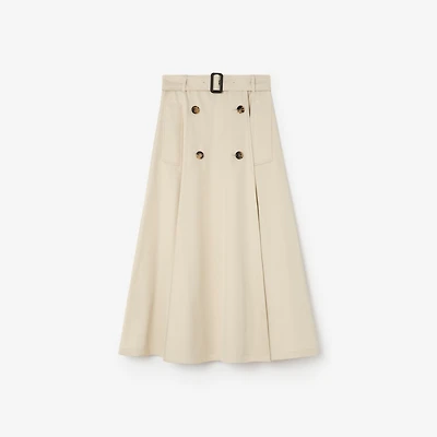 Gabardine Trench Midi Skirt in Clam beige - Women, Cotton | Burberry® Official