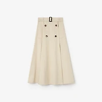 Gabardine Trench Midi Skirt in Clam beige - Women, Cotton | Burberry® Official