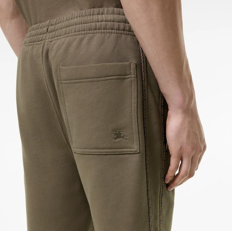 Check Piping Cotton Shorts in Finch brown - Men | Burberry® Official