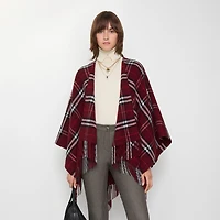 Check Wool Cashmere Cape in Oxblood | Burberry® Official